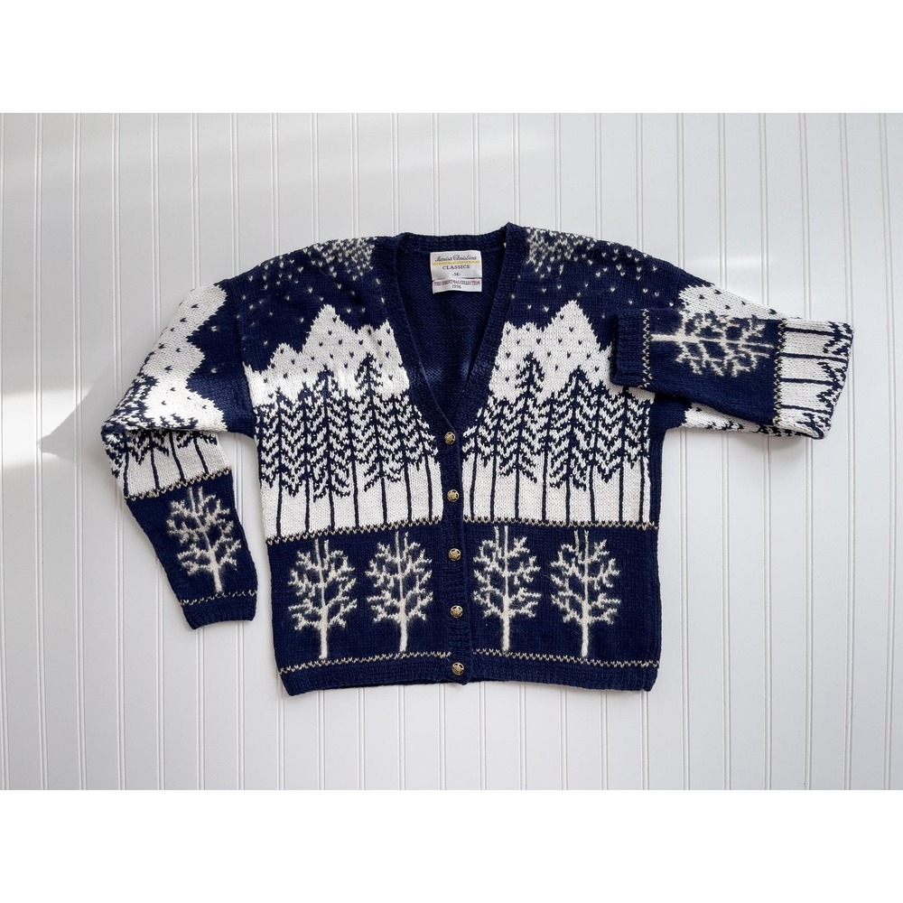 Marisa Christina vtg cottagecore winter forest Christmas‎ cardigan sweater